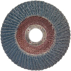Norton - 60 Grit, 7" Disc Diam, 7/8" Center Hole, Type 29 Zirconia Alumina Flap Disc - 8,500 Max RPM, Plastic Backing, Arbor Attaching System, Coated - Industrial Tool & Supply