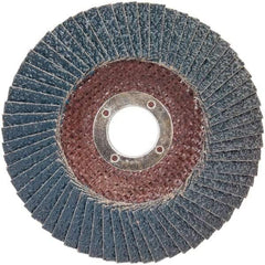 Norton - 36 Grit, 7" Disc Diam, 7/8" Center Hole, Type 29 Zirconia Alumina Flap Disc - 8,500 Max RPM, Plastic Backing, Arbor Attaching System, Coated - Industrial Tool & Supply