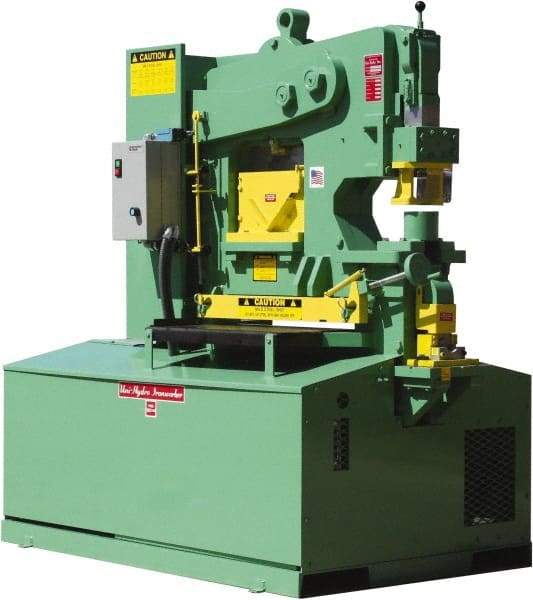 Uni-Hydro - 12" Throat Depth, 105 Ton Punch Pressure, 1-5/16" in 1" Punch Capacity Ironworker - 7-1/2 hp, 3 Phase, 220/480 Volts, 61-1/2" Wide x 70" High x 41" Deep - Industrial Tool & Supply