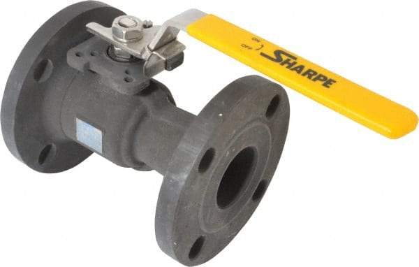 Sharpe Valves - 2" Pipe, Standard Port, Carbon Steel Standard Ball Valve - 1 Piece, Inline - One Way Flow, Flanged x Flanged Ends, Locking Lever Handle, 300 WOG, 150 WSP - Industrial Tool & Supply