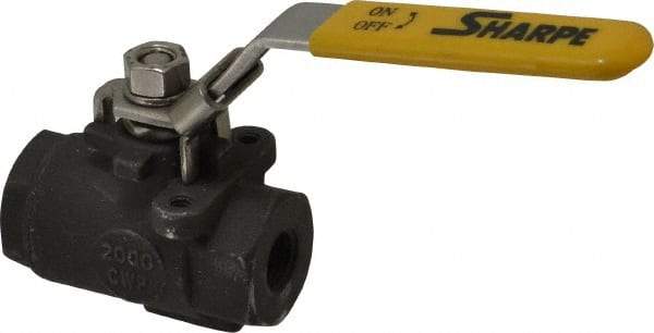 Sharpe Valves - 1/4" Pipe, Standard Port, Carbon Steel Steam Service Ball Valve - 1 Piece, Inline - One Way Flow, FNPT x FNPT Ends, Locking Lever Handle, 2,000 WOG, 250 WSP - Industrial Tool & Supply