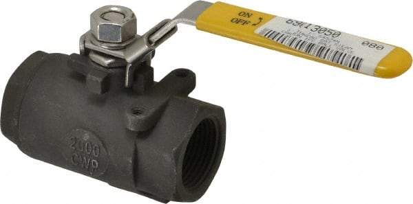 Sharpe Valves - 1" Pipe, Standard Port, Carbon Steel Steam Service Ball Valve - 1 Piece, Inline - One Way Flow, FNPT x FNPT Ends, Locking Lever Handle, 2,000 WOG, 250 WSP - Industrial Tool & Supply