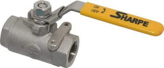 Sharpe Valves - 3/4" Pipe, Standard Port, Stainless Steel Steam Service Ball Valve - 1 Piece, Inline - One Way Flow, FNPT x FNPT Ends, Locking Lever Handle, 2,000 WOG, 250 WSP - Industrial Tool & Supply