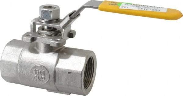 Sharpe Valves - 1-1/4" Pipe, Standard Port, Stainless Steel Steam Service Ball Valve - 1 Piece, Inline - One Way Flow, FNPT x FNPT Ends, Locking Lever Handle, 1,500 WOG, 250 WSP - Industrial Tool & Supply