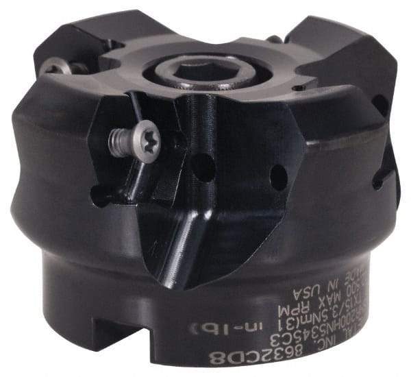 Kennametal - 2-1/2" Cut Diam, 3" Arbor Hole, 4.5mm Max Depth of Cut, 45° Indexable Chamfer & Angle Face Mill - 5 Inserts, HNGJ 535ANENLD Insert, Right Hand Cut, 5 Flutes, Through Coolant, Series KSHR - Industrial Tool & Supply