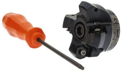 Kennametal - 2" Cut Diam, 3" Arbor Hole, 4.51mm Max Depth of Cut, 45° Indexable Chamfer & Angle Face Mill - 4 Inserts, HNGJ 535-GD Insert, Right Hand Cut, 4 Flutes, Through Coolant, Series KSHR - Industrial Tool & Supply