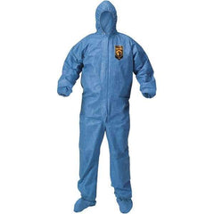 KleenGuard - Size 4XL Polypropylene General Purpose Coveralls - Blue, Zipper Closure, Elastic Cuffs, Elastic Ankles, Taped Seams - Industrial Tool & Supply