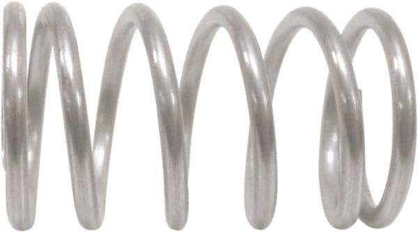 Associated Spring Raymond - 43.2mm OD, 3.2mm Wire, 275mm Free Length, Compression Spring - 6.33 Lb Spring Rating, 240.46 N Max Work Load, Stainless Steel - Industrial Tool & Supply