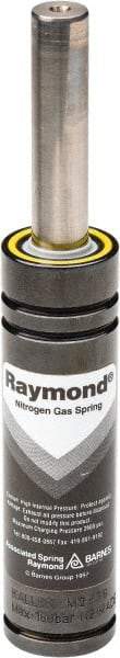 Associated Spring Raymond - M6 Fill Port, M6 Mt Hole, 12mm Rod Diam, 24.9mm Diam, 16mm Max Stroke, Blue Nitrogen Gas Spring Cylinder - 58mm Body Length, 74mm OAL, 346 Lb Full Stroke Spring Force, 360 psi Initial Charge - Industrial Tool & Supply