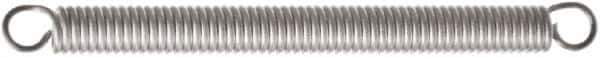 Associated Spring Raymond - 18mm OD, 197.42 N Max Load, 133.1mm Max Ext Len, Stainless Steel Extension Spring - 20.33 Lb/In Rating, 6.54 Lb Init Tension, 85.8mm Free Length - Industrial Tool & Supply