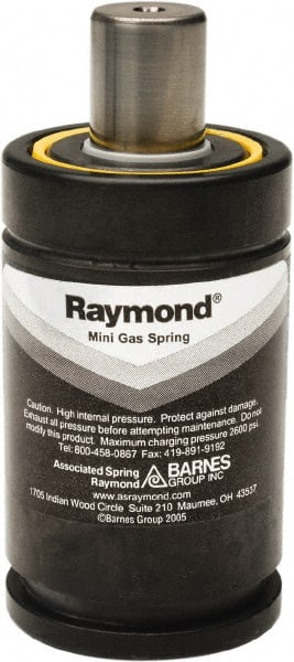 Associated Spring Raymond - 15mm Rod Diam, 24.9mm Diam, 125mm Max Stroke, Nitrogen Gas Spring Cylinder - Industrial Tool & Supply