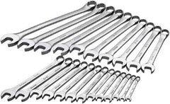 SK - 23 Piece, 8mm to 32mm, 12 Point Combination Wrench Set - Metric Measurement Standard, Chrome Finish, Comes in Rack - Industrial Tool & Supply