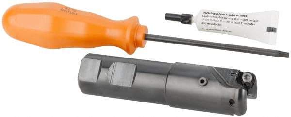 Kennametal - 1-1/4" Cutting Diam, 1" Shank Diam, 1-1/4" Max Depth of Cut, Straight Shank Indexable Copy End Mill - 2 Inserts, RN.J 1204M0.. Insert, KDR Toolholder, Through Coolant - Industrial Tool & Supply