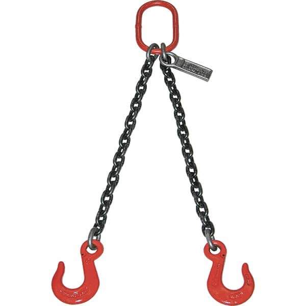 Lift-All - 5' Long x 6" Wide, 26,000 Lb Basket Capacity, Alloy Steel Web Sling - 26,000 Lb Choker Capacity, DOS Chain Sling, 1/2" Diam Chain, Natural, Double Style - Industrial Tool & Supply
