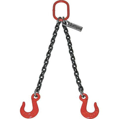 Lift-All - 5' Long x 6" Wide, 26,000 Lb Basket Capacity, Alloy Steel Web Sling - 26,000 Lb Choker Capacity, DOS Chain Sling, 1/2" Diam Chain, Natural, Double Style - Industrial Tool & Supply