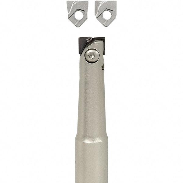 Iscar - 5/8" Cut Diam, 5/8" Shank Diam, 5.1" OAL, Indexable Square Shoulder End Mill - H.. QF Inserts, Cylindrical Shank, Series BallPlus - Industrial Tool & Supply