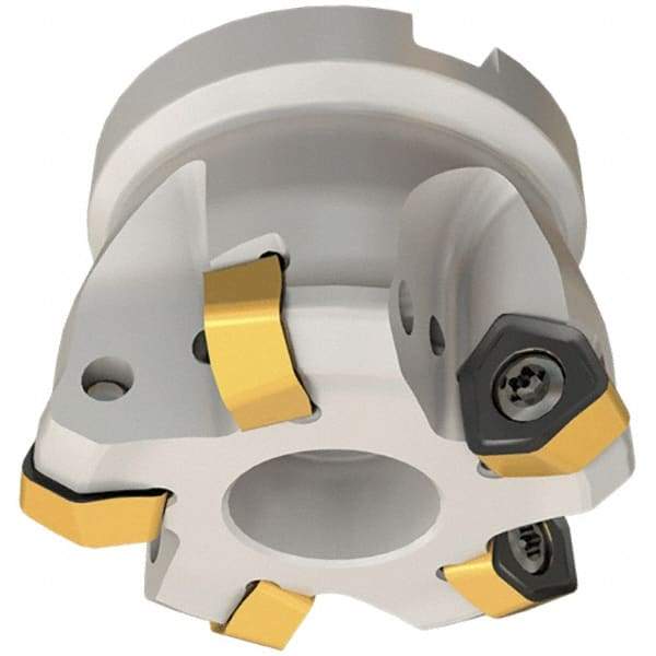 Iscar - 1-1/2" Cut Diam, 1/2" Arbor Hole, 0.08" Max Depth of Cut, 30° Indexable Chamfer & Angle Face Mill - 5 Inserts, H600 WXCU 05T3 Insert, Right Hand Cut, 5 Flutes, Series Helido - Industrial Tool & Supply