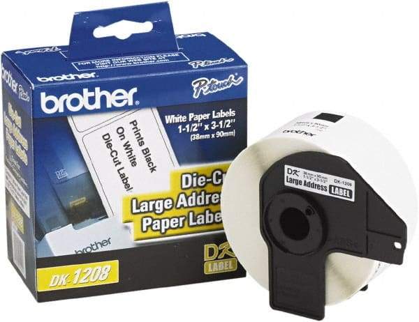 Brother - 1.4" Wide x 3-1/2" Long, White Paper Shipping Label - For PC Label Printers - Industrial Tool & Supply