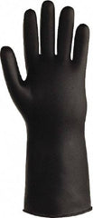 SHOWA - Size S (7), 14" Long, 25 mil Thick, Butyl Chemical Resistant Gloves - Textured Finish, Rolled Cuff, ANSI Abrasion Level 0, ANSI Cut Level 0, ANSI Puncture Level 0, Black - Industrial Tool & Supply