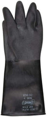 SHOWA - Size L (9), 14" Long, 25 mil Thick, Butyl Chemical Resistant Gloves - Textured Finish, Rolled Cuff, ANSI Abrasion Level 0, ANSI Cut Level 0, ANSI Puncture Level 0, Black - Industrial Tool & Supply