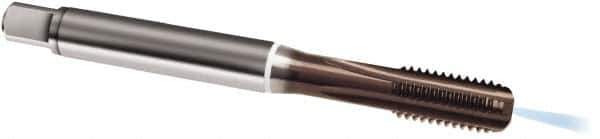 Guhring - M5x0.80 Metric, 4 Flute, TiAlN Finish, Cobalt Spiral Point Tap - Modified Bottoming Chamfer, Right Hand Thread, 70mm OAL, 6HX Class of Fit, Series 318 - Exact Industrial Supply