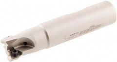 Iscar - 5/8" Cut Diam, 0.2" Max Depth of Cut, 5/8" Shank Diam, 3" OAL, Indexable Square Shoulder Helical End Mill - HM390 TCKT 0703PCTR Inserts, Weldon Shank, 0° Lead Angle, Through Coolant, Series HeliIQMill - Industrial Tool & Supply
