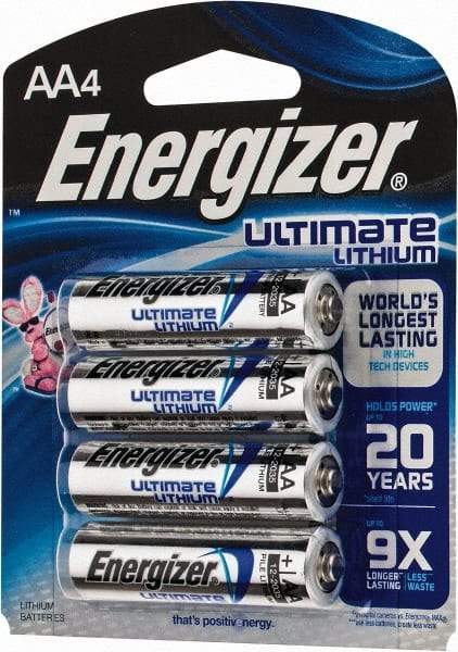 Energizer - Size AA, Lithium, Photo Battery - 1.5 Volts, Flat Terminal, FR6 - Industrial Tool & Supply