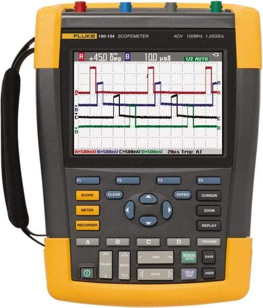 Fluke - 100 MHz, 4 Channel, Portable Oscilloscope - 2 to 100,000 V/div Vertical Deflection - Industrial Tool & Supply