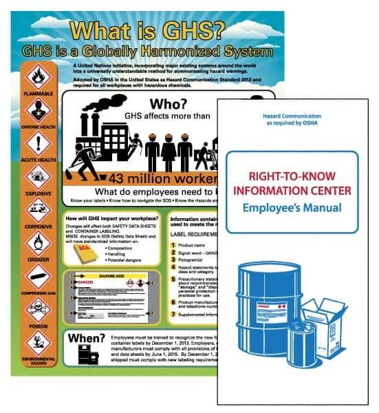 NMC - GHS General Safety & Accident Prevention Training Kit - English, 18" Wide x 24" High, White Background, Includes What is GHS Poster & Booklets - Industrial Tool & Supply