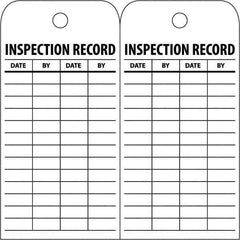 NMC - 3" High x 6" Long, INSPECTION RECORD, English Safety & Facility Inspection Tag - Tag Header: Notice, 2 Sides, White Poly - Industrial Tool & Supply