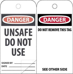 NMC - 3" High x 6" Long, DANGER \x96 DO NOT OPERATE, English Safety & Facility Accident Prevention Tag - Tag Header: Danger, 2 Sides, White Poly - Industrial Tool & Supply