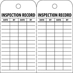 NMC - 3" High x 6" Long, INSPECTION RECORD, English Safety & Facility Inspection Tag - Tag Header: Notice, 2 Sides, White Poly - Industrial Tool & Supply