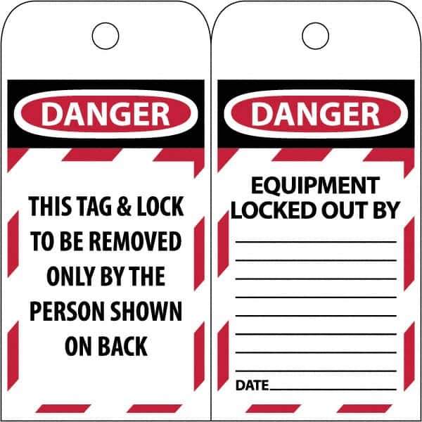 NMC - 3" High x 6" Long, DANGER \x96 DO NOT OPERATE, English Safety & Facility Lockout Tag - Tag Header: Danger, 2 Sides, Black & Red Poly - Industrial Tool & Supply