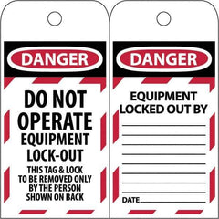 NMC - 3" High x 6" Long, DANGER - THIS TAG & LOCK TO BE REMOVED ONLY BY THE PERSON SHOWN, English Safety & Facility Lockout Tag - Tag Header: Danger, 2 Sides, Black & Red Poly - Industrial Tool & Supply