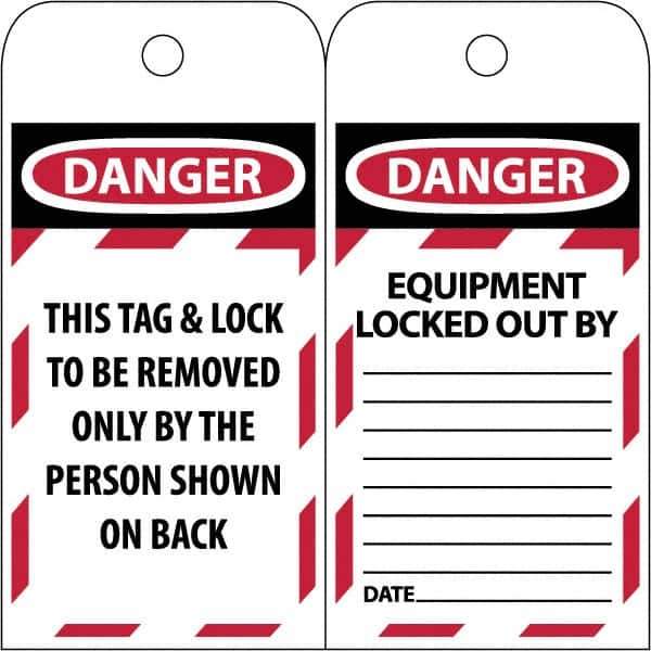 NMC - 3" High x 6" Long, DANGER \x96 DO NOT OPERATE, English Safety & Facility Lockout Tag - Tag Header: Danger, 2 Sides, Black & Red Poly - Industrial Tool & Supply