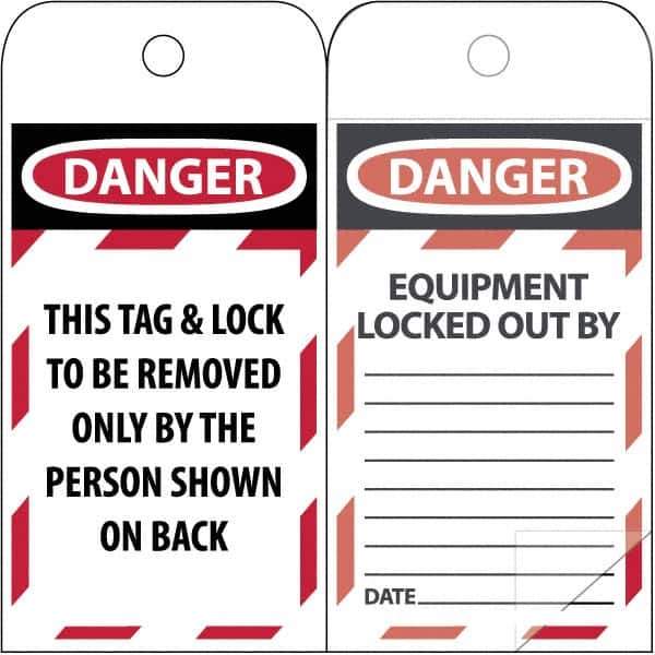 NMC - 3" High x 6" Long, DANGER \x96 DO NOT OPERATE, English Safety & Facility Lockout Tag - Tag Header: Danger, 2 Sides, Black & Red Poly - Industrial Tool & Supply