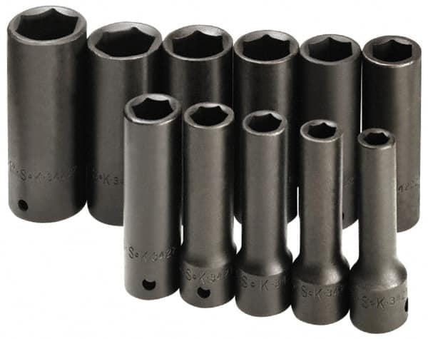 SK - 10 Piece 1/2" & 3/4" Drive Deep Well Impact Socket Set - Industrial Tool & Supply