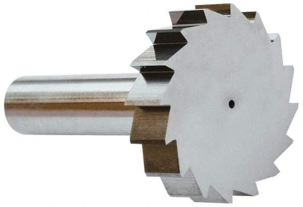 Made in USA - 1-1/2" Diam x 3/8" Face Width, Solid Carbide, 16 Teeth, Shank Connection Woodruff Keyseat Cutter - Uncoated, 2-3/8" OAL x 1/2" Shank, Straight Teeth, ANSI 1212, Old Standard G - Industrial Tool & Supply