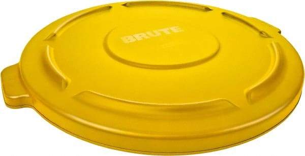 Rubbermaid - Round Lid for Use with 55 Gal Round Trash Cans - Yellow, Polyethylene, For Brute Trash Cans - Industrial Tool & Supply