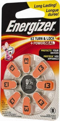 Energizer - Size 13, Zinc Air, 1 Pack, Hearing Aid Battery - 1.4 Volts, Button Tab Terminal, PR48 - Industrial Tool & Supply