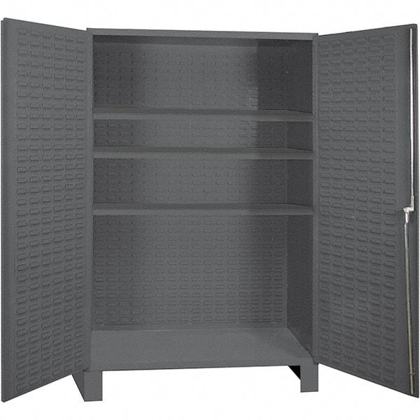 Durham - 3 Shelf Locking Storage Cabinet - Steel, 60" Wide x 24" Deep x 84" High, Gray - Industrial Tool & Supply