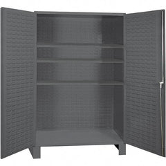 Durham - 3 Shelf Locking Storage Cabinet - Steel, 60" Wide x 24" Deep x 84" High, Gray - Industrial Tool & Supply