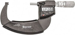 Starrett - 2 to 3" Range, Standard Throat IP67 Electronic Outside Micrometer - Friction Thimble, Carbide Face, CR2032 Battery - Industrial Tool & Supply