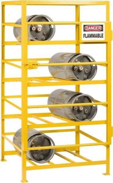 Little Giant - 12 Cylinder, Yellow Cylinder Storage Unit - 48" Wide x 70" High x 36" Deep - Industrial Tool & Supply