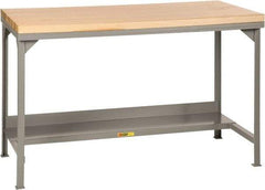 Little Giant - 72 Wide x 30" Deep x 37-3/4" High, Butcher Block Workbench - Straight Edge, Fixed Legs, Gray - Industrial Tool & Supply