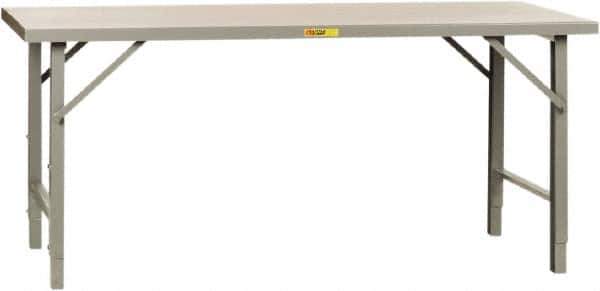 Little Giant - 72 Wide x 30" Deep x 42" High, Steel Heavy-Duty Folding Leg Table - Straight Edge, Adjustable Height Folding Legs, Gray - Industrial Tool & Supply