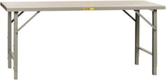 Little Giant - 72 Wide x 30" Deep x 42" High, Steel Heavy-Duty Folding Leg Table - Straight Edge, Adjustable Height Folding Legs, Gray - Industrial Tool & Supply