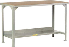Little Giant - 48 Wide x 24" Deep x 36" High, Hardboard on Steel Workbench - Straight Edge, Fixed Legs, Gray - Industrial Tool & Supply