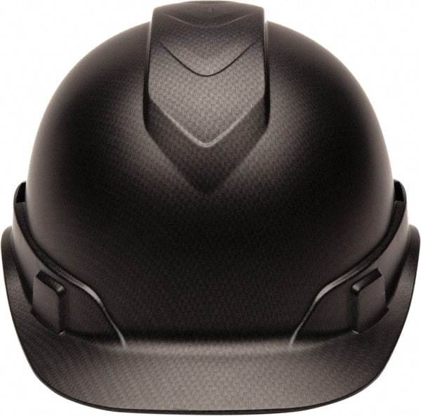 PYRAMEX - ANSI Type I, Class E Rated, 4-Point, Ratchet Adjustment Hard Hat - One Size Fits Most, Graphite, Standard Brim - Industrial Tool & Supply