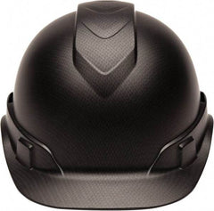PYRAMEX - ANSI Type I, Class E Rated, 4-Point, Ratchet Adjustment Hard Hat - One Size Fits Most, Graphite, Standard Brim - Industrial Tool & Supply